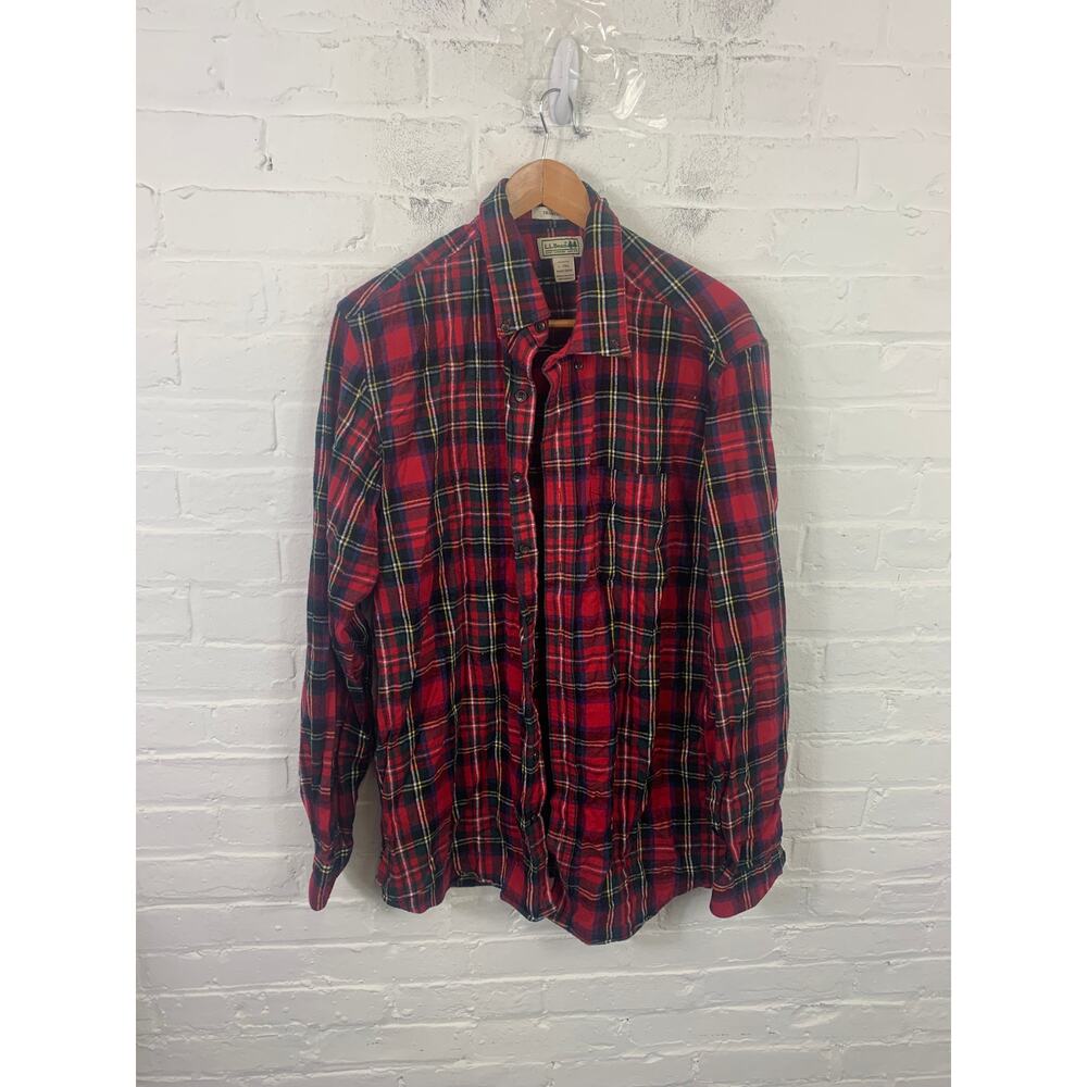 L.L. Bean Men's Flannel Traditional Fit Button-Down Shirt Plaid Multi Size L
